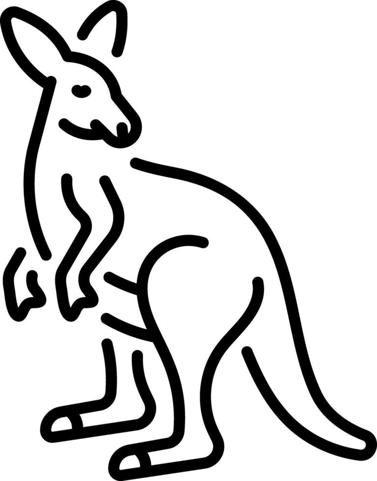 A linear style icon showing a kangaroo vector