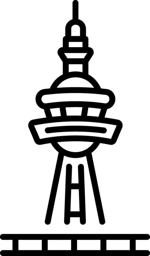 An outline style icon of cn tower vector