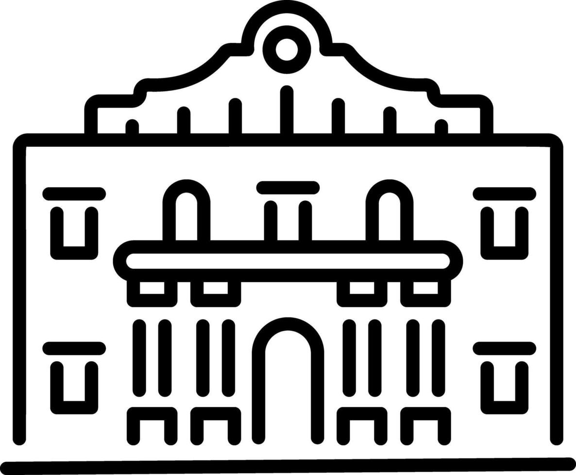 A linear style icon of alamo monument vector