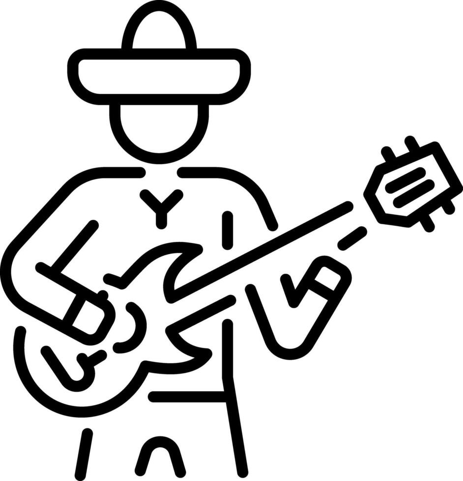 A linear icon showing mexican mariachi character vector