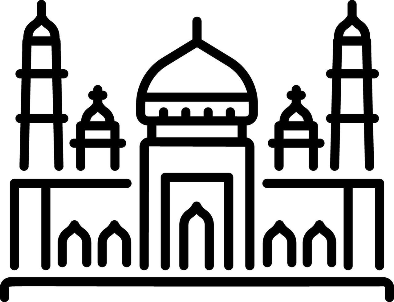A linear style icon of badshahi mosque vector