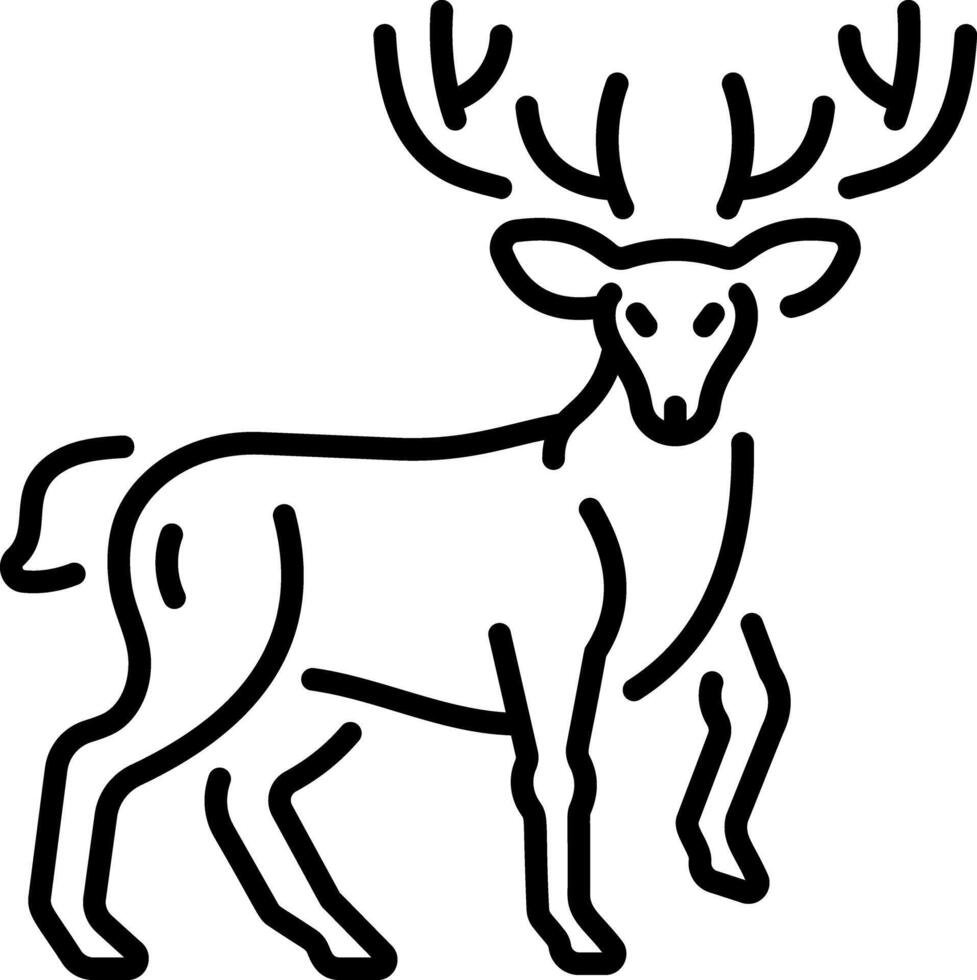 A linear icon showing a deer having big antlers vector