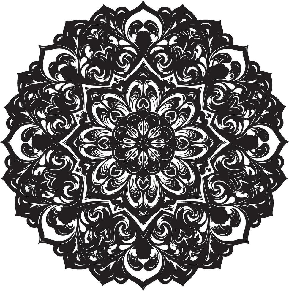 A black and white circular mandala design vector