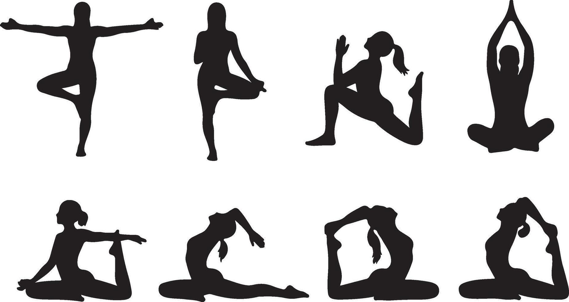 silhouettes of women Yoga vector