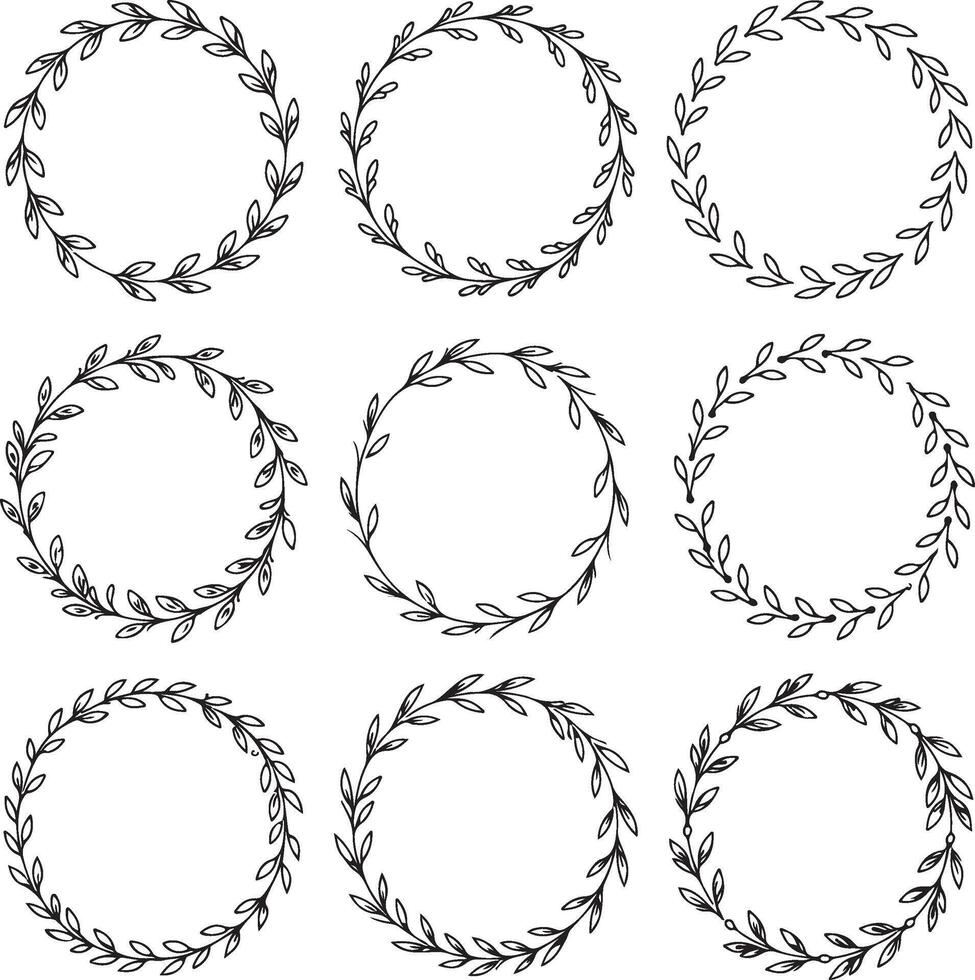 Minimalist Leaf Wreath Frames vector