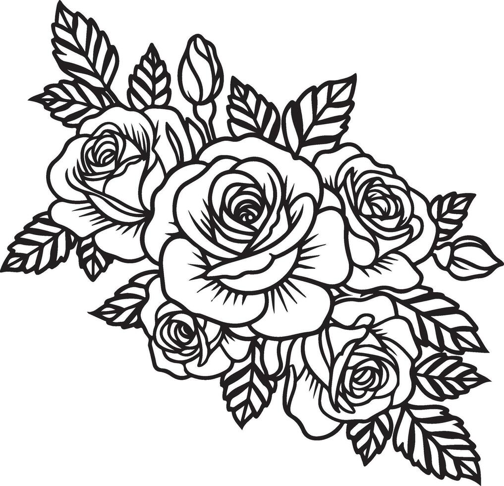 Rose Bunch Outline for Crafts vector