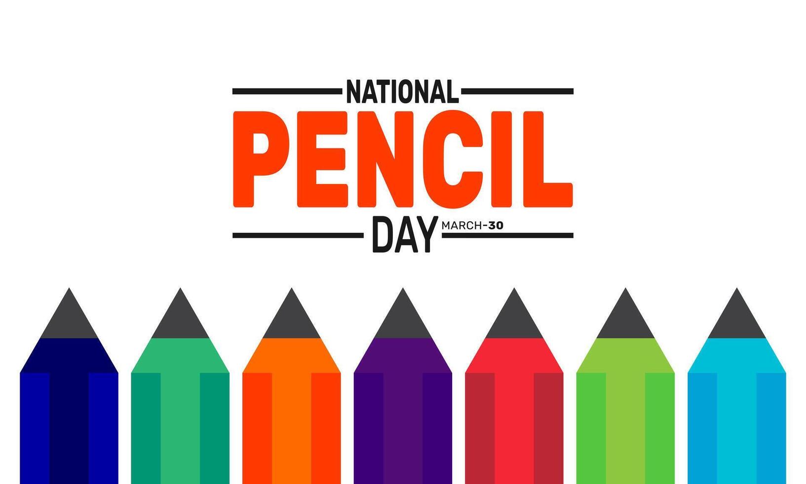 National Pencil Day Stationery Flat Lay vector