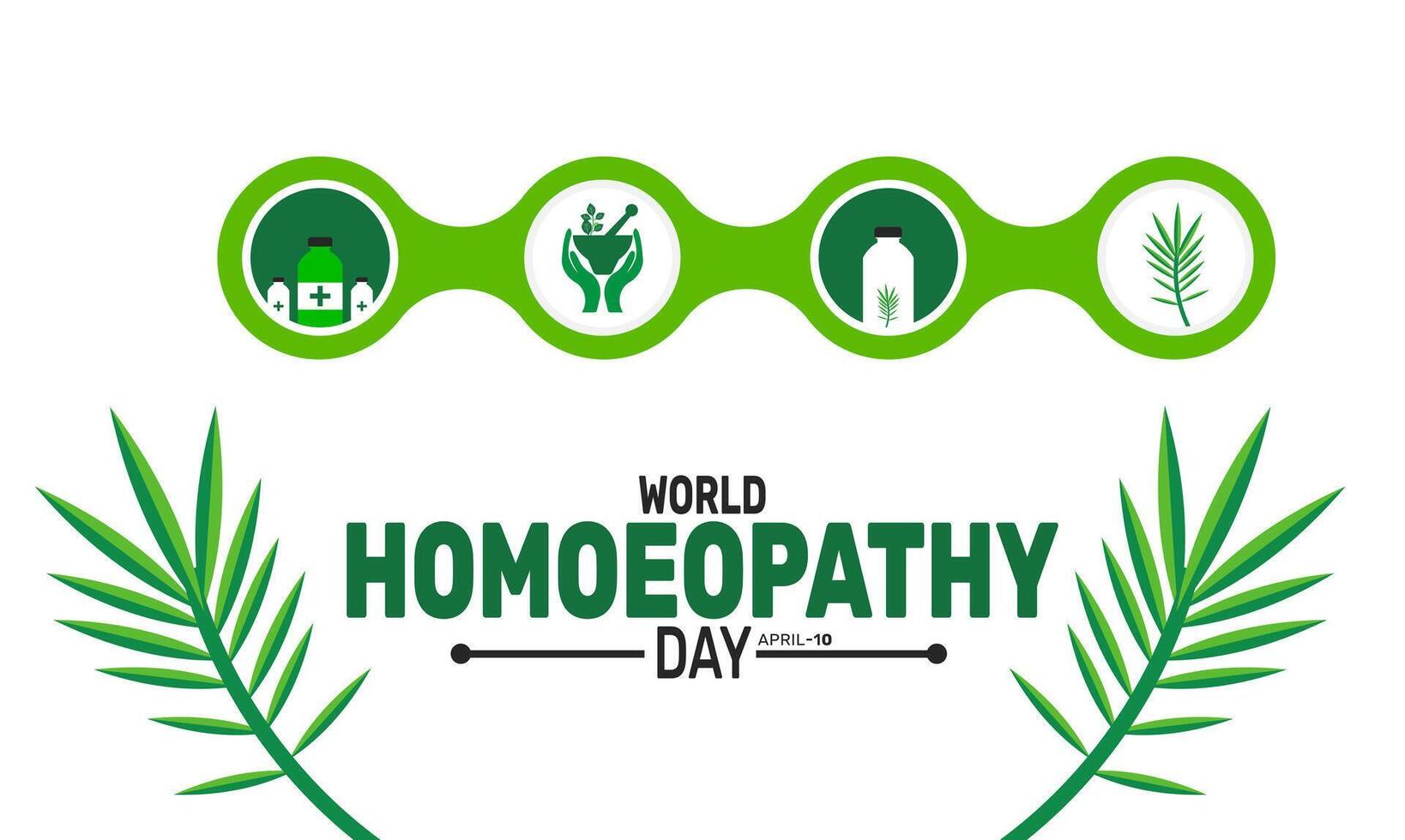 World Homoeopathy Day celebrates the birth of Dr Samuel Hahnemann the founder of homoeopathy and promotes natural healing methods. vector
