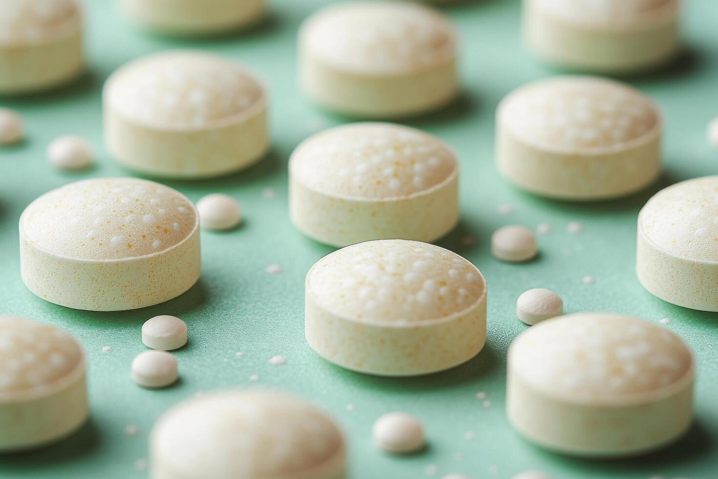 white pills on a green surface photo