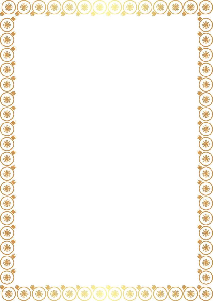 Golden christmas decoration frame. Festive greeting template vector