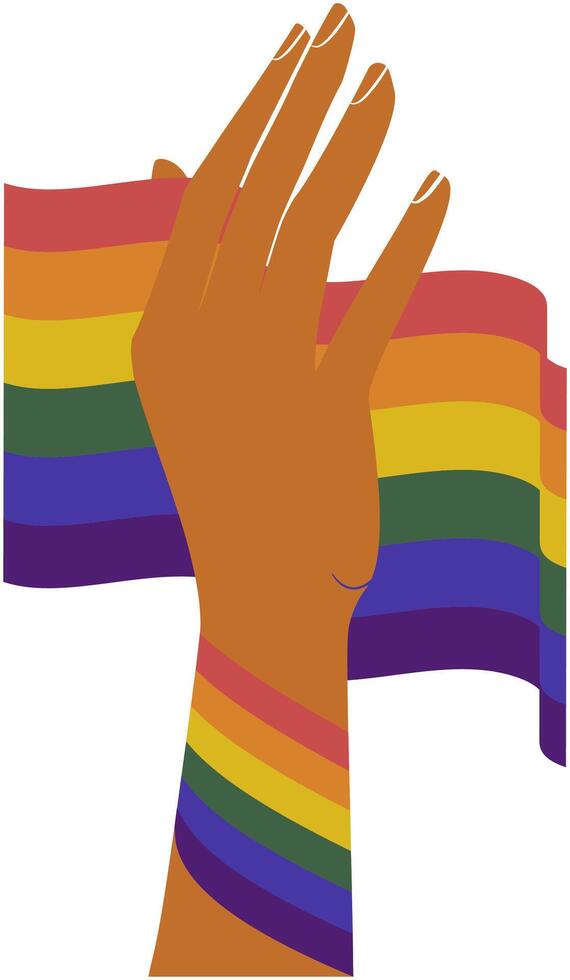 Rainbow hand illustration. LGBT concept icon. Realistic style colorful illustration. LGBTQ support vector