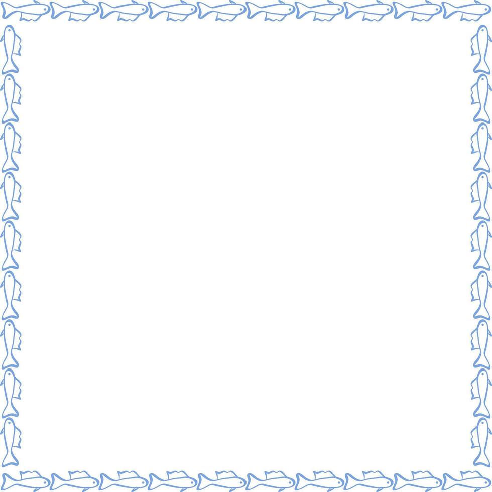 Doodle fish frame. sea life frame for text. Simple baby shower template element vector