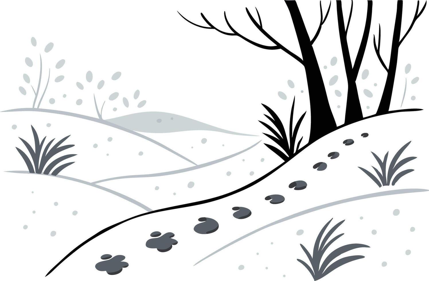 Animal Tracks in Snowy Landscape vector