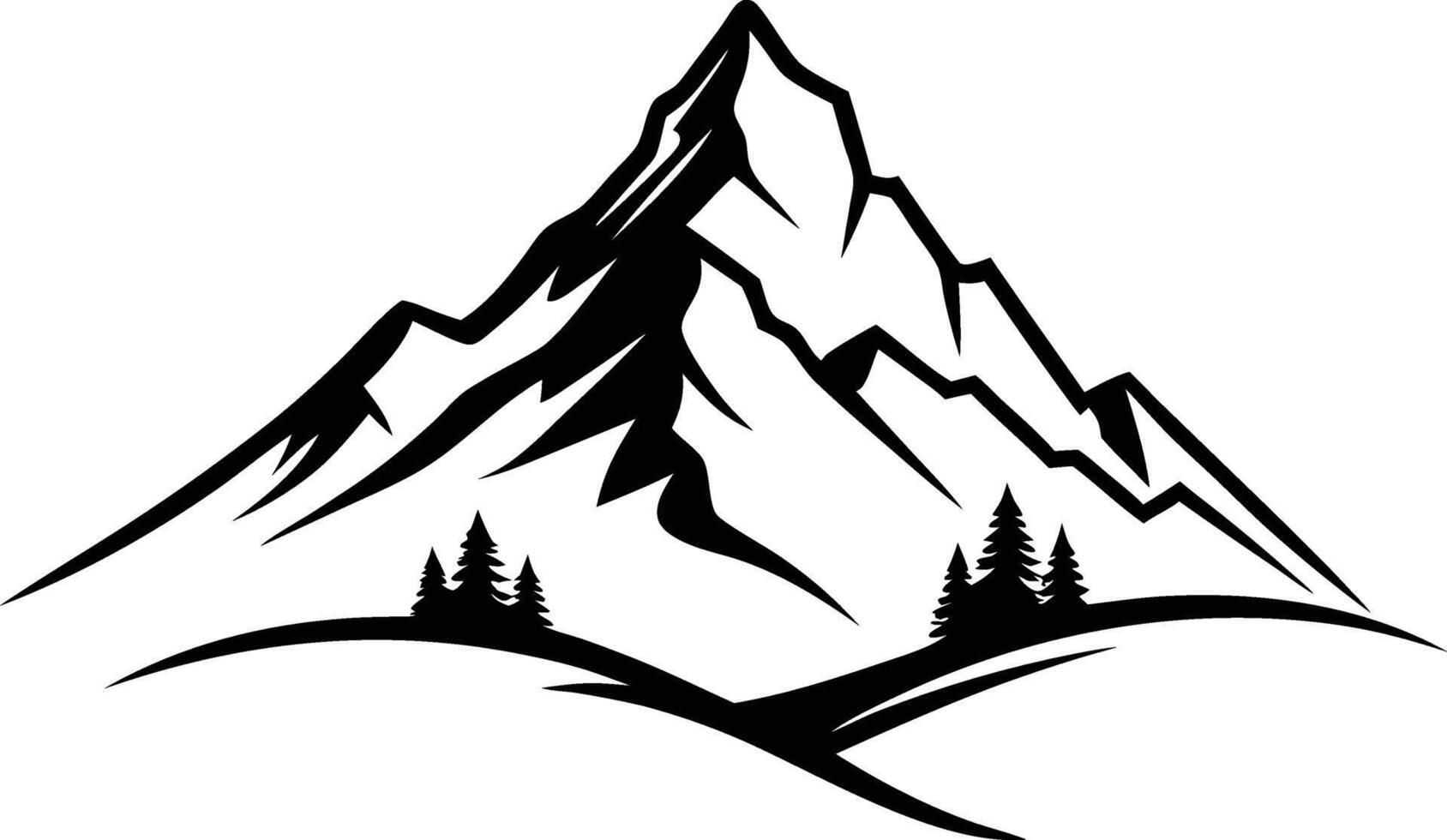 Mountain Peaks Silhouette with Trees vector