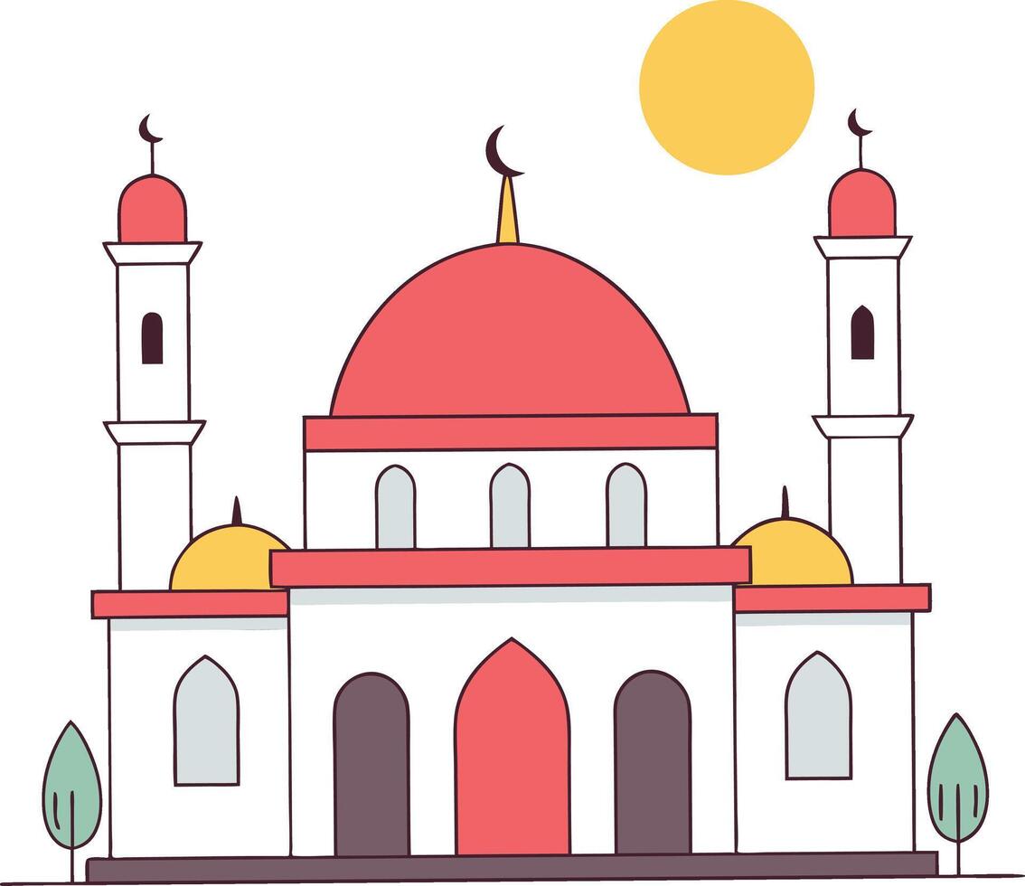 illustration of a mosque in roundish flat style vector