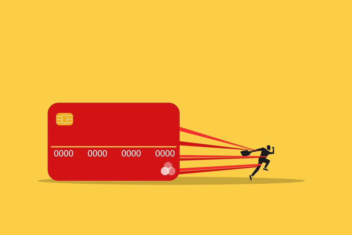 Businessman burdened from credit card. concept of Financial freedom vector