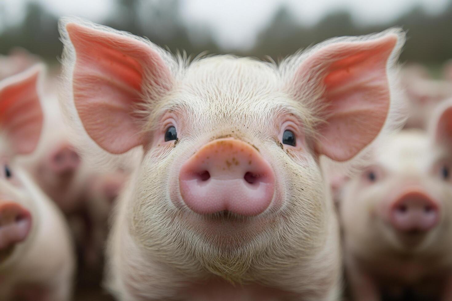 a group of pigs looking at the camera photo
