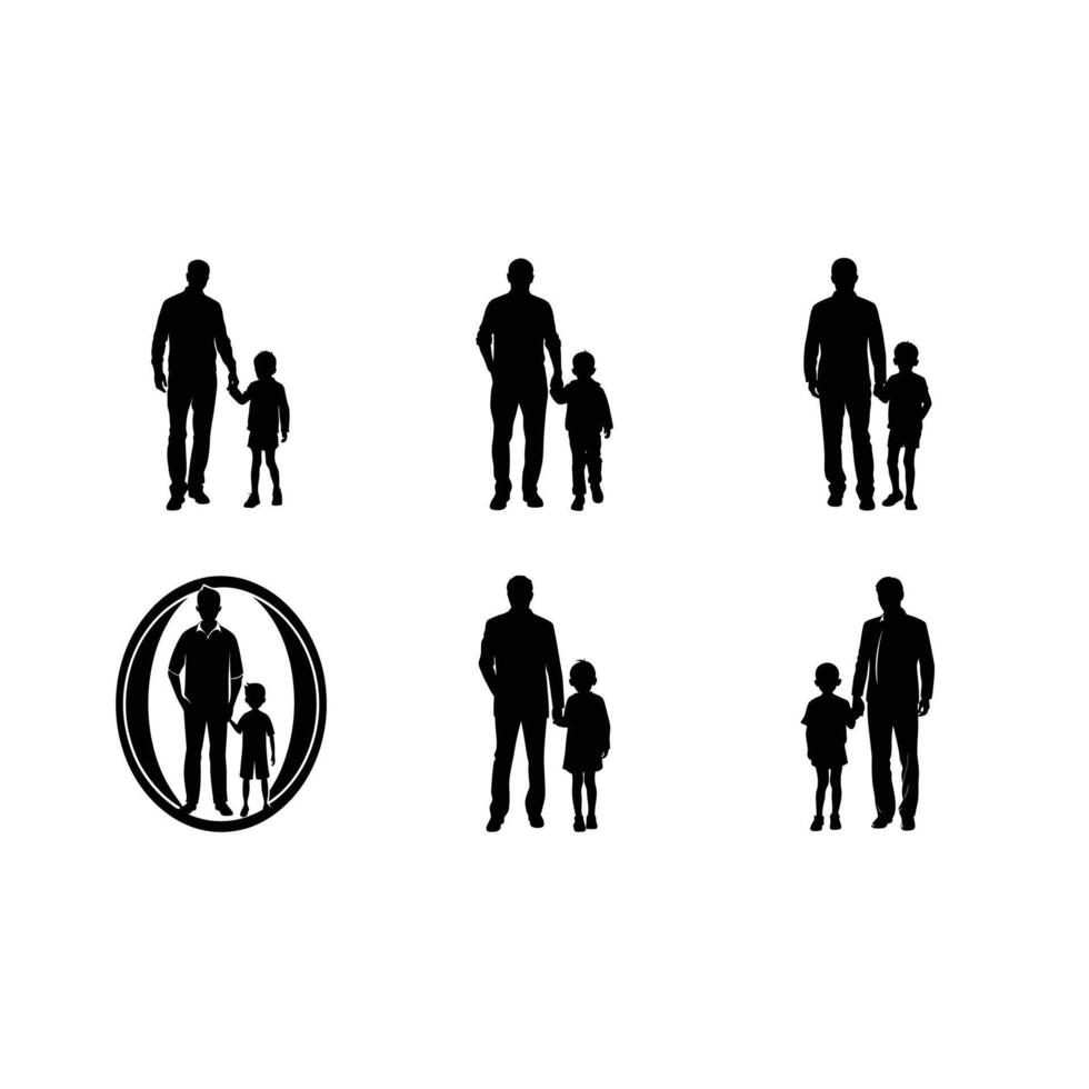 Dad and Kid Silhouette vector