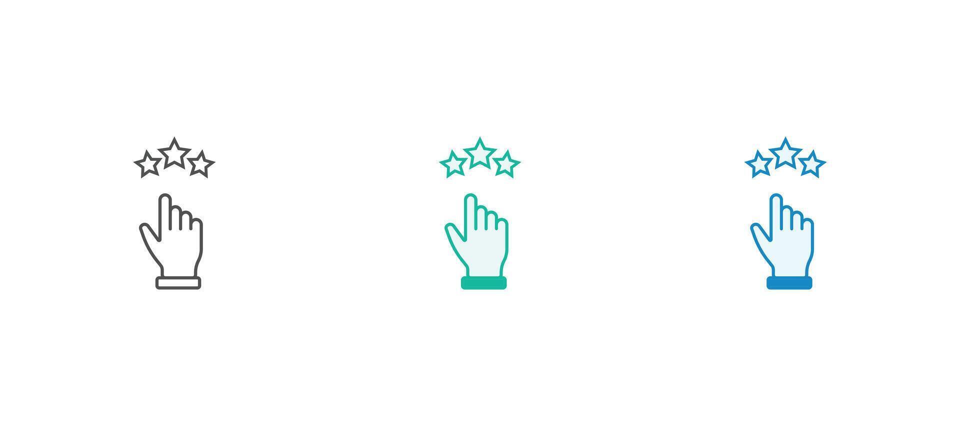 Customer hand give rating stars. illustration of review rating and feedback. Flat design isolated on white background. vector
