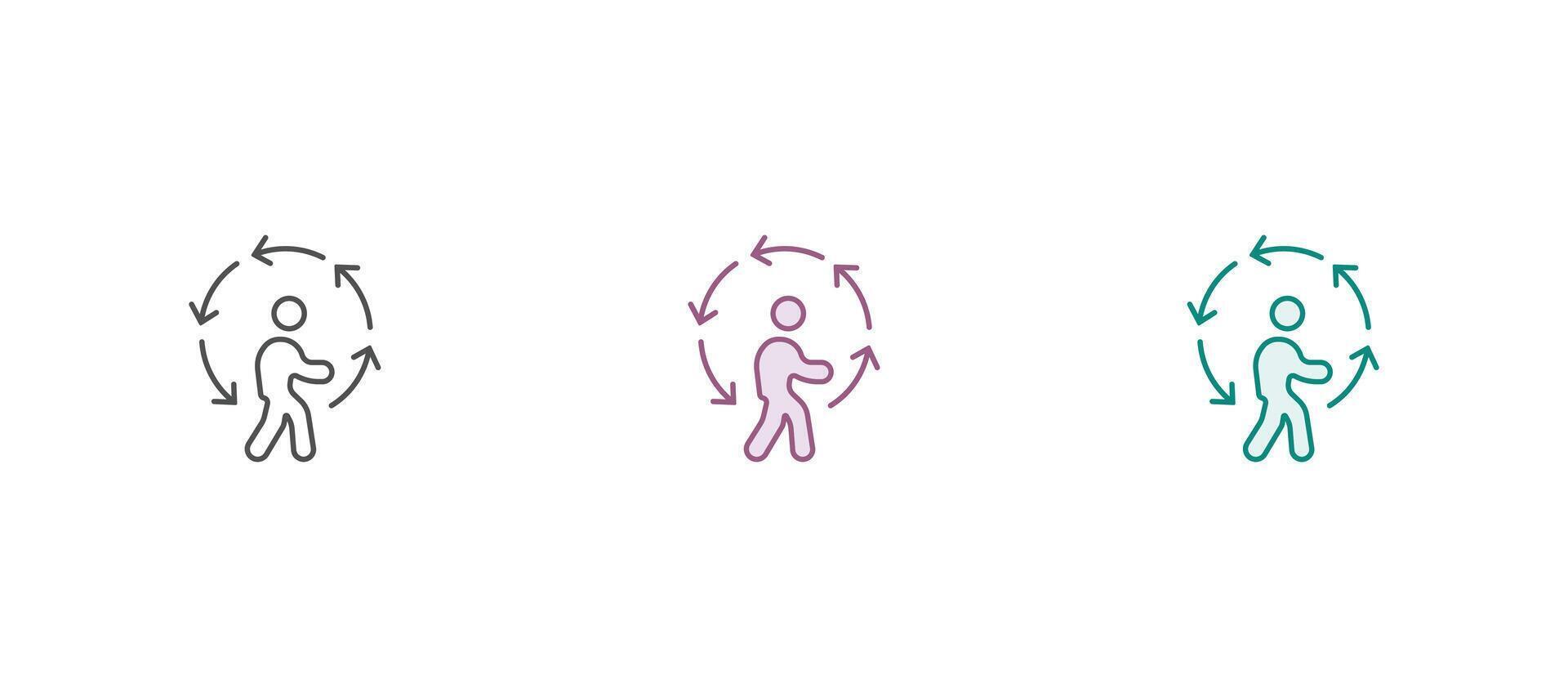 Daily routine flat line icon. illustration of daily activities vector