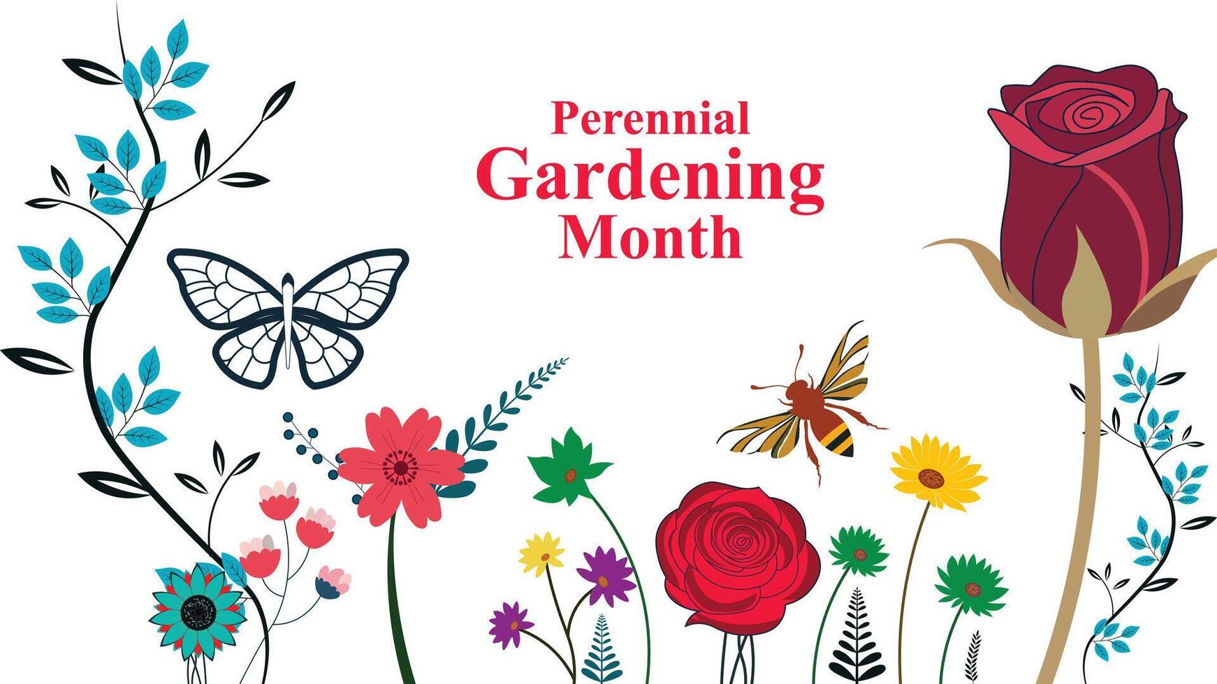 Bloom After Bloom, Celebrating Perennial Gardening Month vector