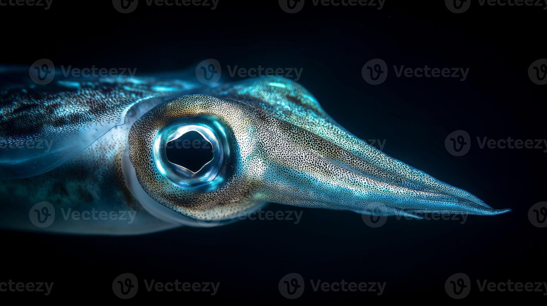 Close-up Capture of a Squid with Intricate Textures and Features Underwater Photography photo