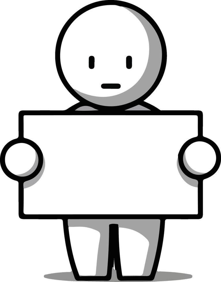 a cartoon man holding a blank sign vector