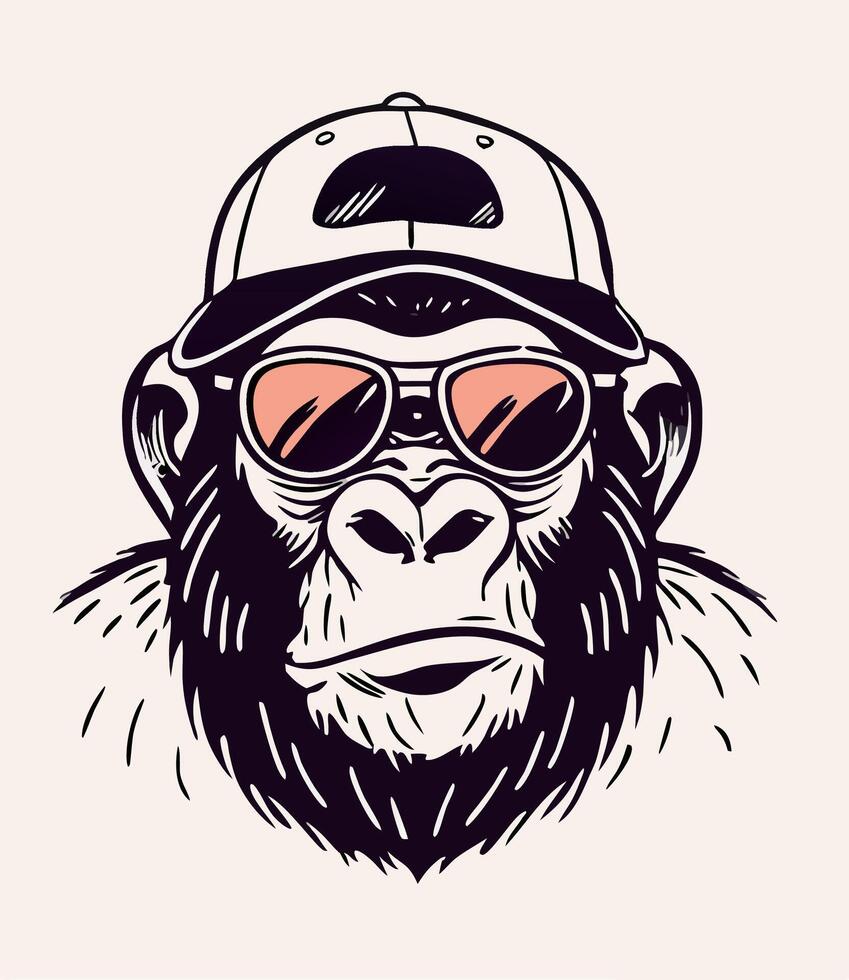 Cool Chimp in Sunglasses and Cap Illustration vector