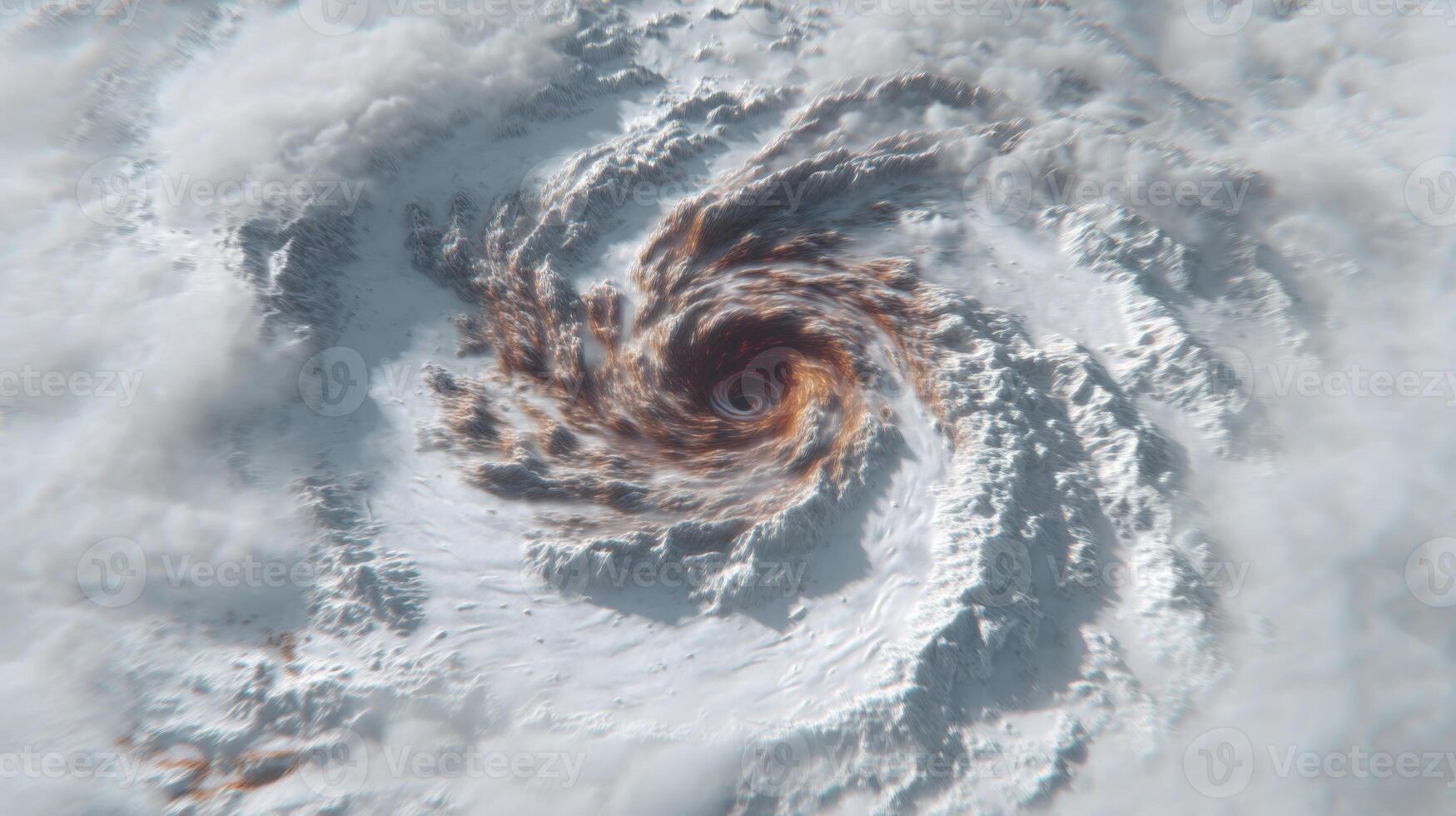 Dynamic Aerial View of a Powerful Hurricane Forming Over Ocean Waters with Dramatic Cloud Patterns and Vortex Motion photo