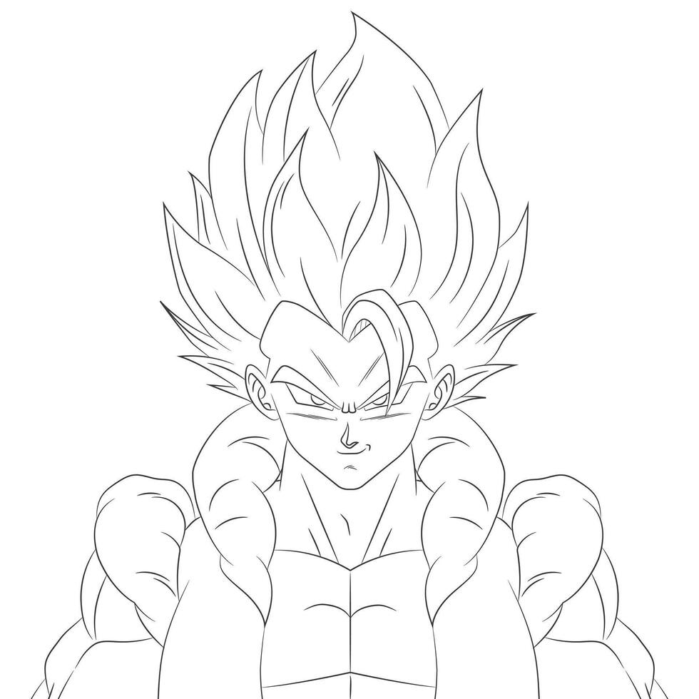 Gogeta only outline ready to paint vector