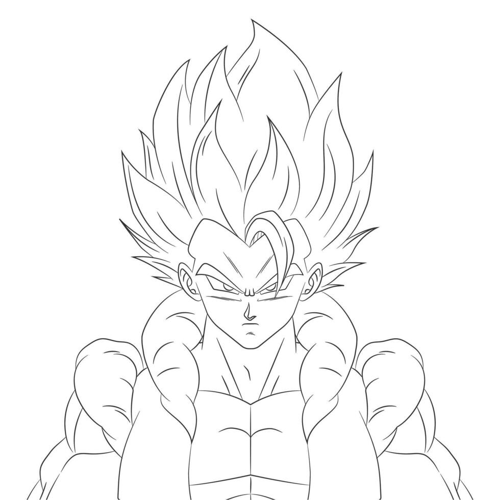 Gogeta fusion goku end vegeta only outline ready to paint vector