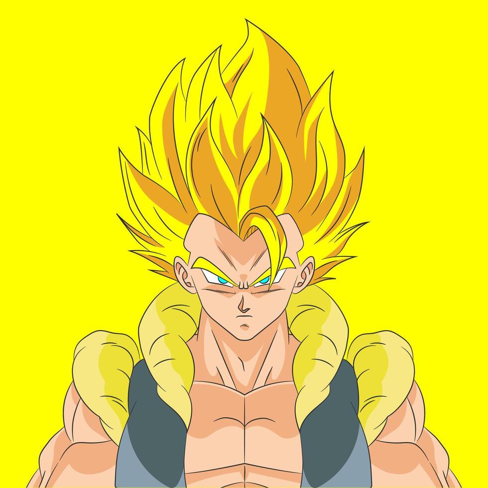 2D illustration of Gogeta super saiyan from Dragon Ball full color vector
