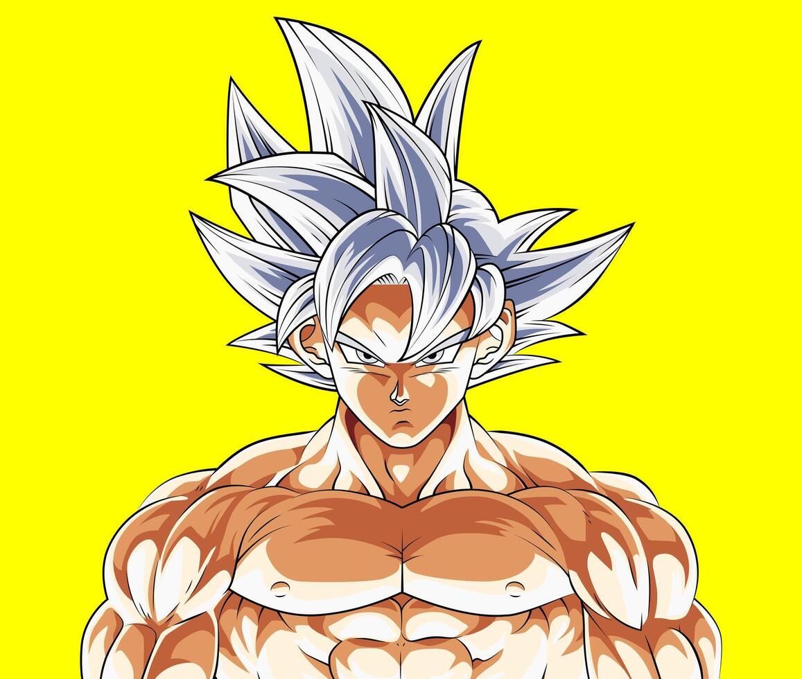 illustration of goku in ultra instinct from Dragon Ball super full color vector