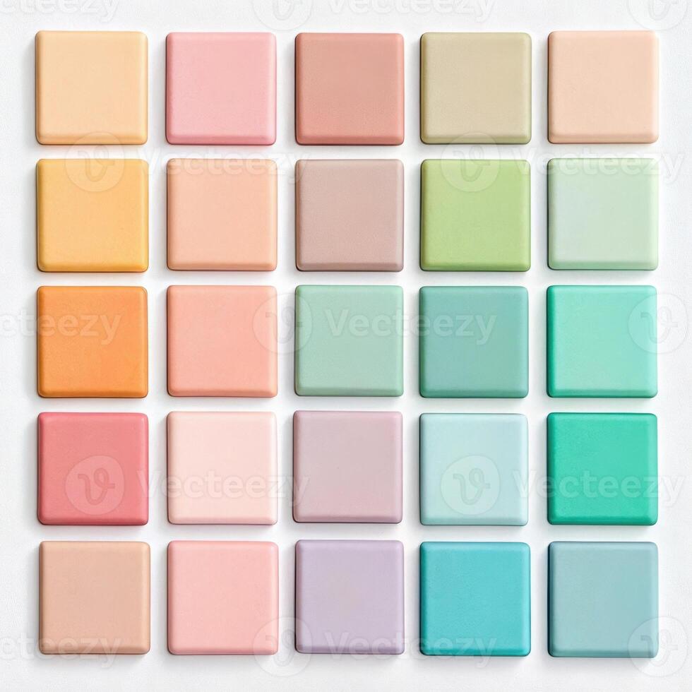 Colorful square ceramic tiles arranged in a grid pattern for modern home decor concept photo