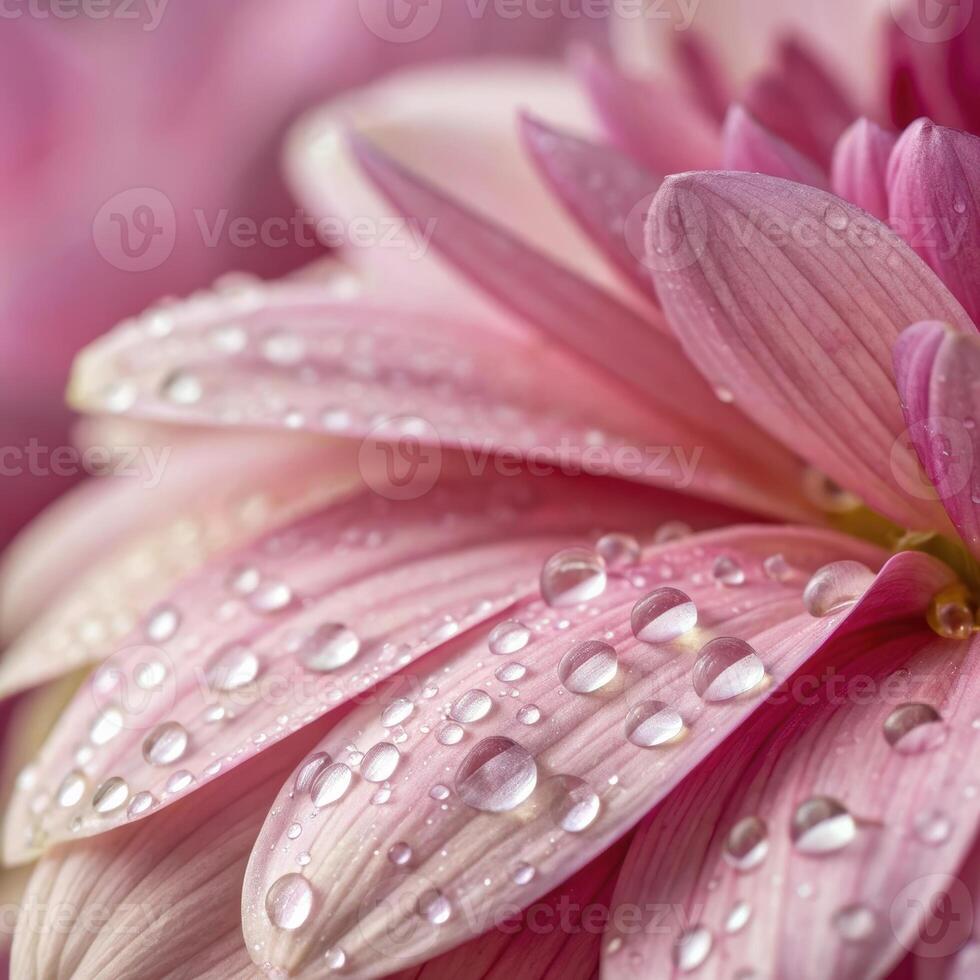 Lotus flower petals with dew drops in a soft, gentle background, macro photography photo
