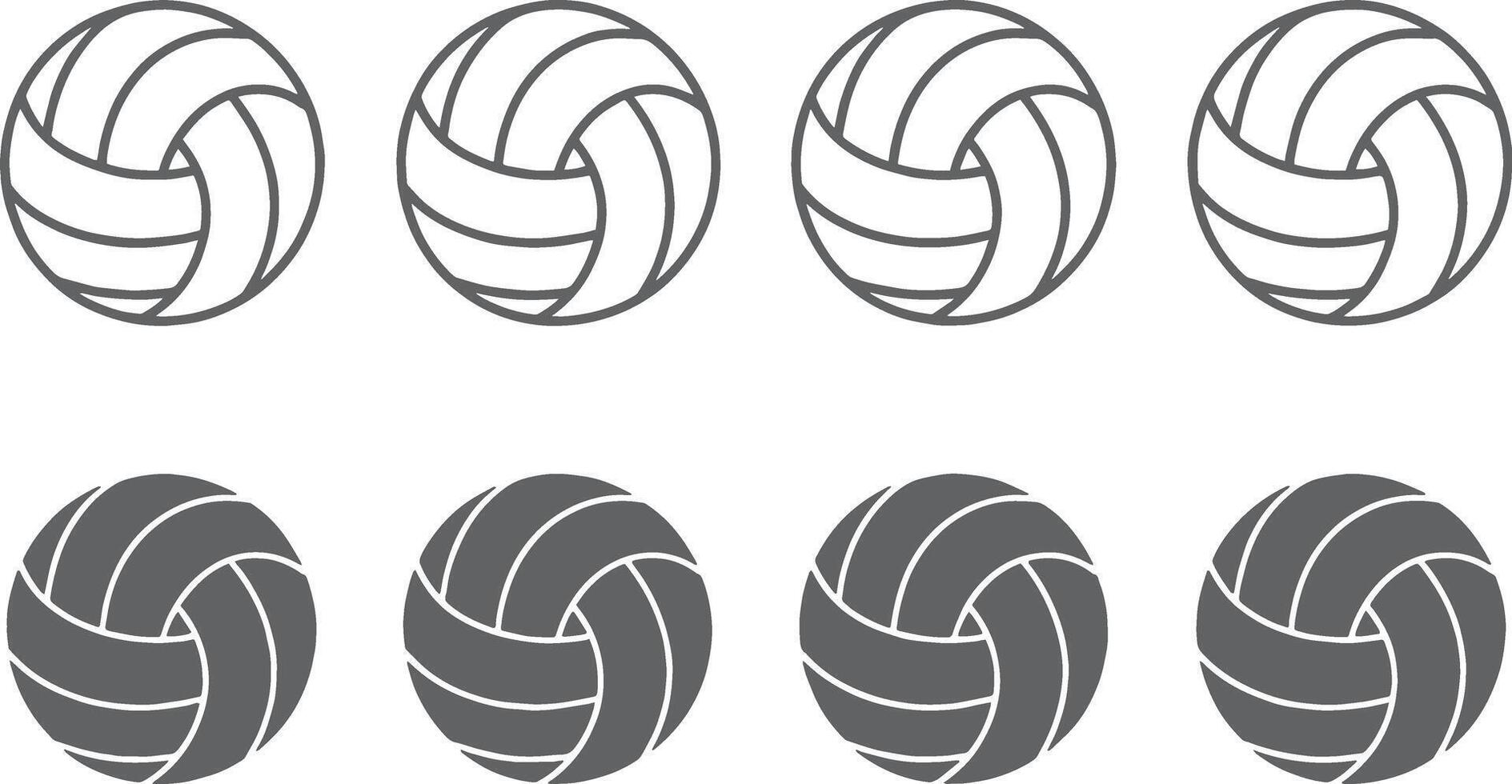 Volleyball Icons Set Line Art and Solid Style vector