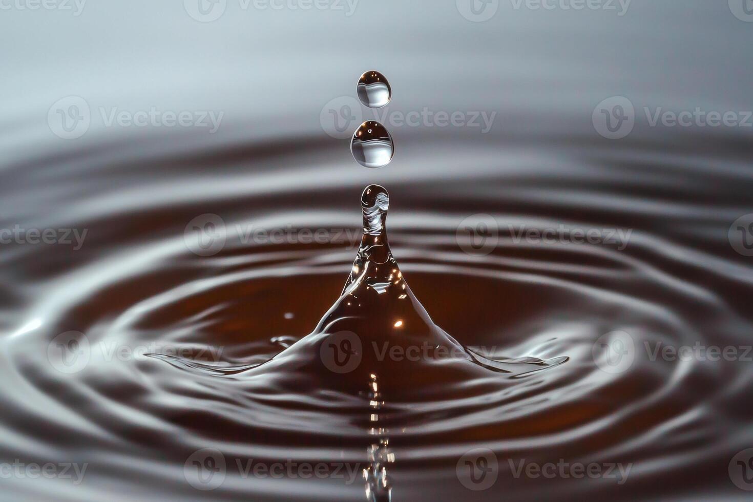Water droplets falling into a pool of water photo