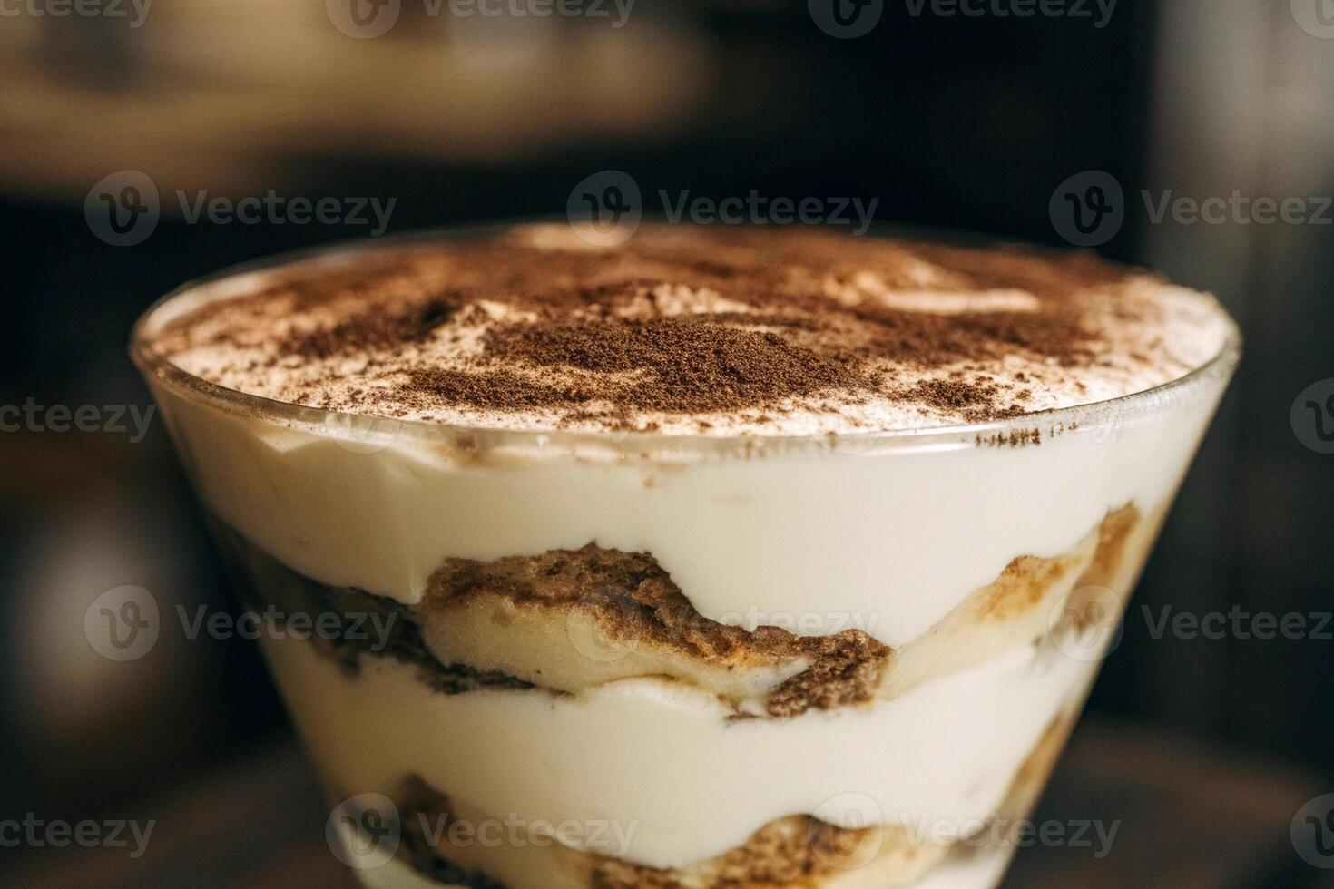 Creamy Tiramisu Served in a Glass with Cocoa Dusting photo