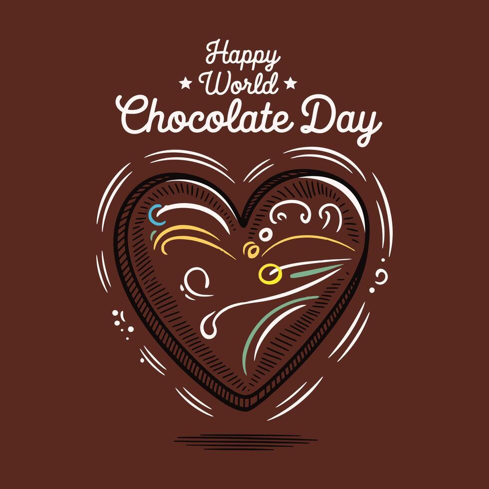 Happy world chocolate day with heart shaped decorative illustration vector