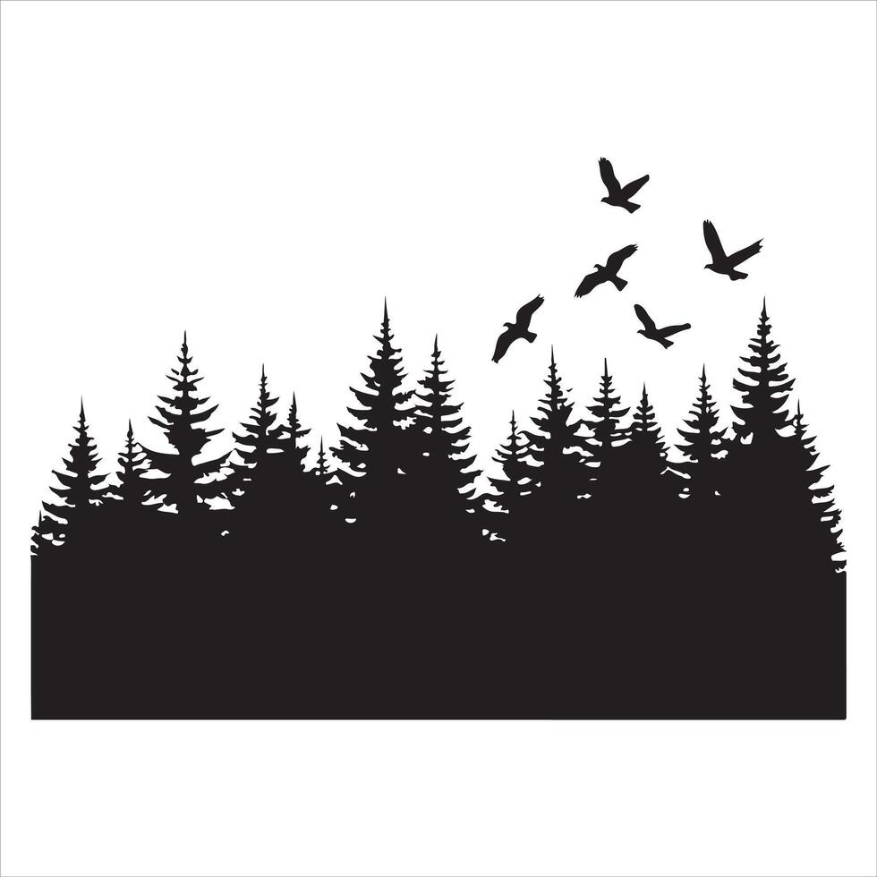 Abstract pine tree silhouettes fading into a swirling snowfilled background vector