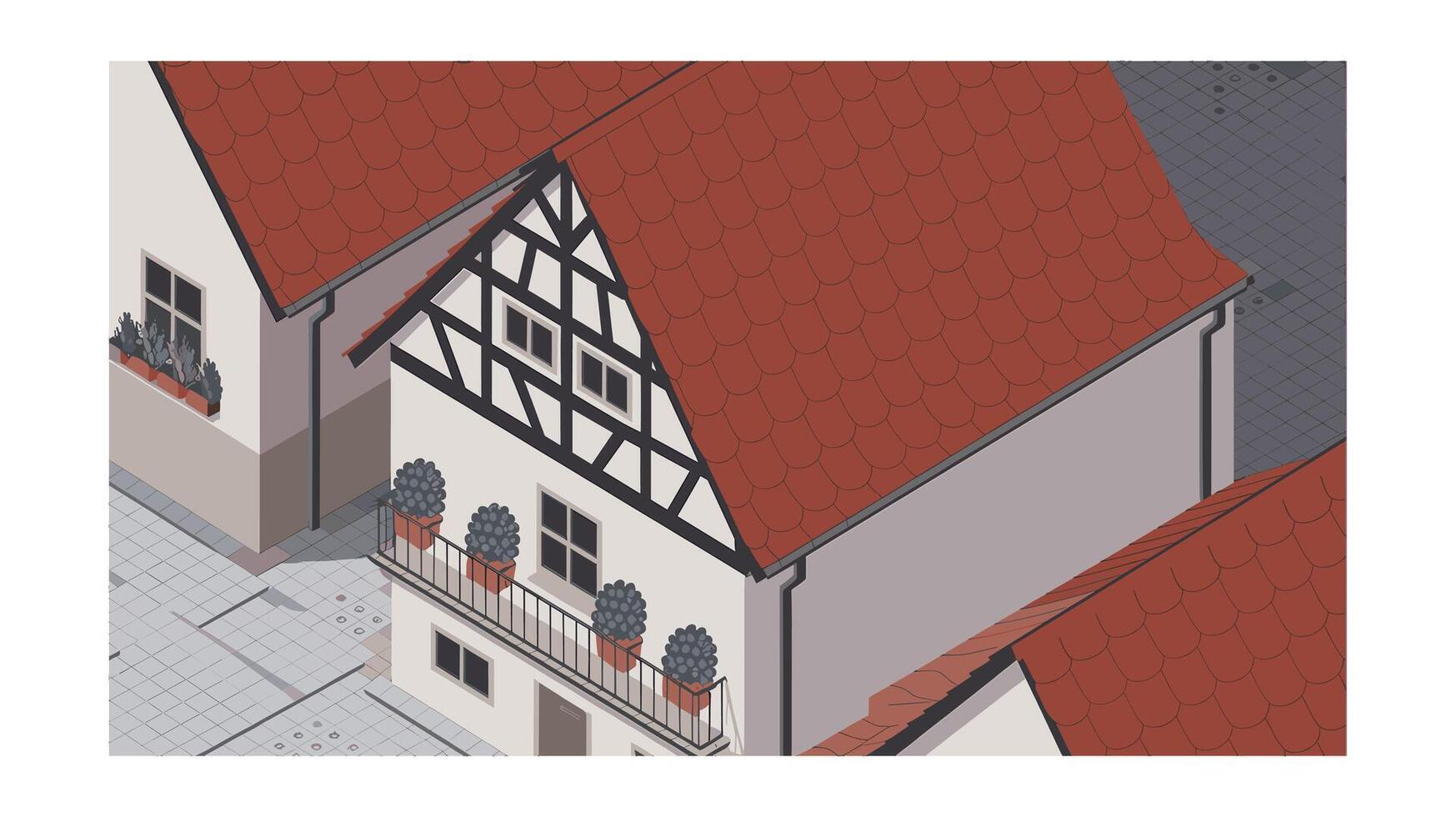 Isometric view of a traditional european house vector