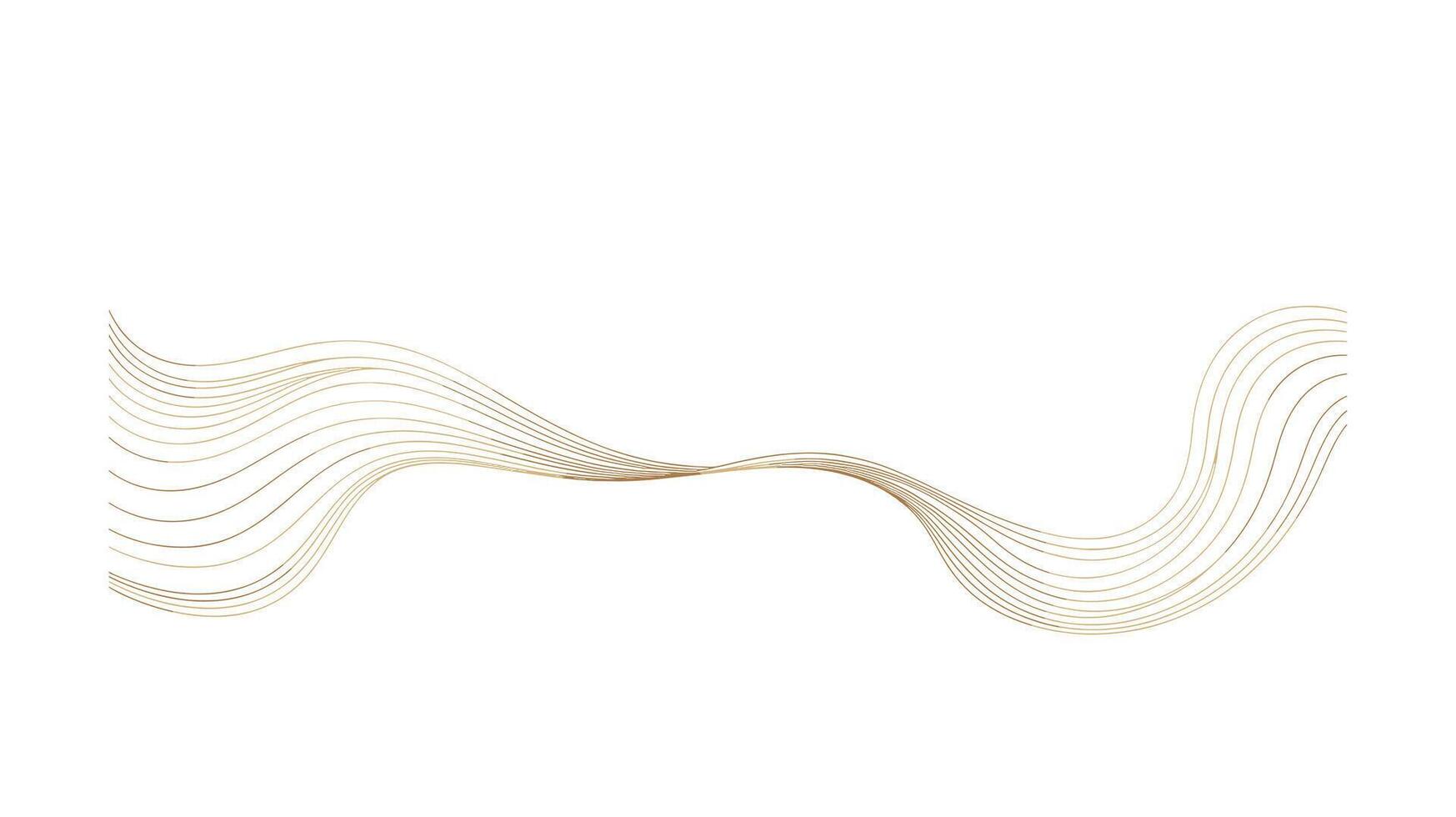 gold wave lines on white background vector