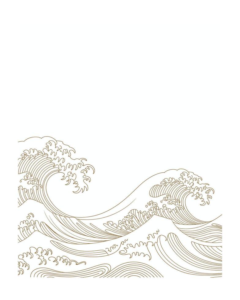 Elegant line art japanese wave design vector
