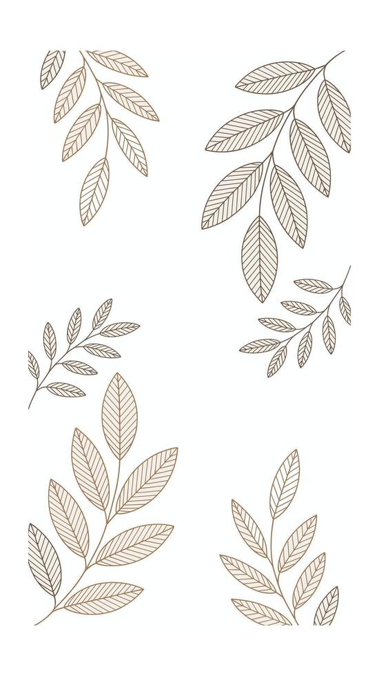 Elegant beige and brown leaf branch pattern vector