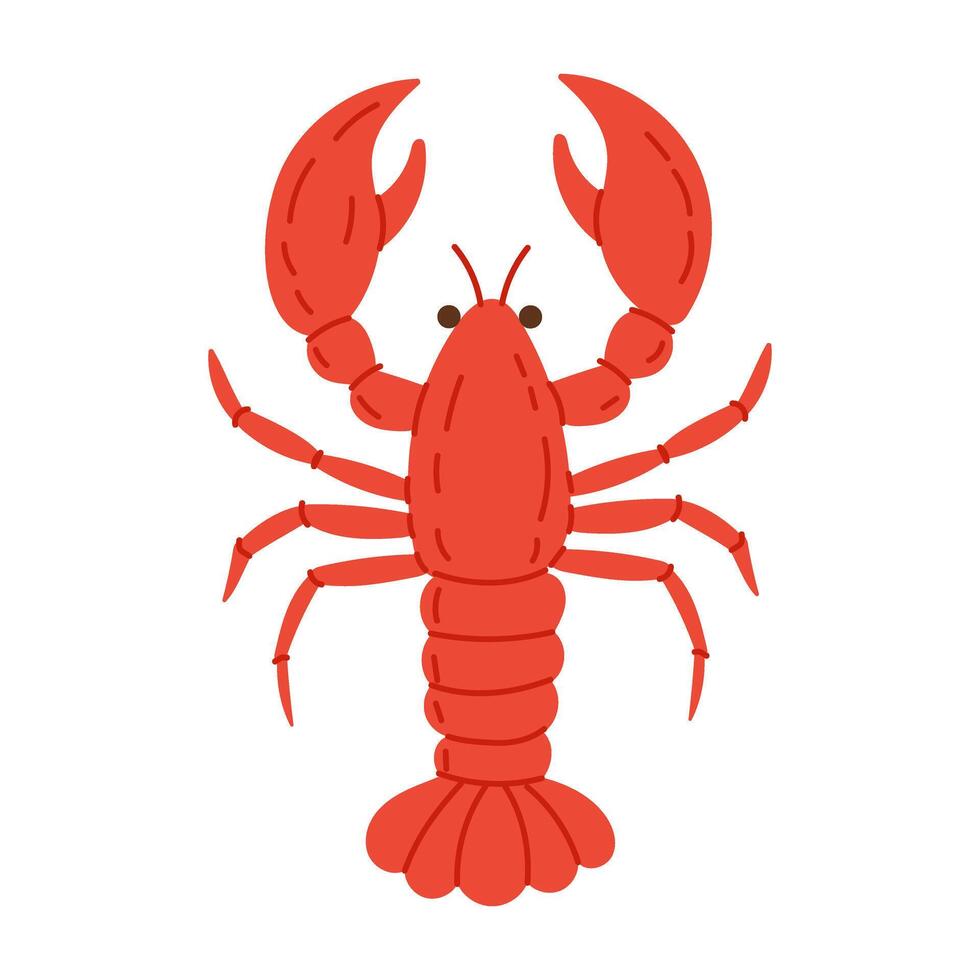 A lobster with its claws open and its eyes wide vector
