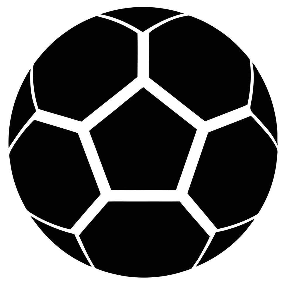 A simple and clean black and white illustration depicting a soccer ball in a modern style vector