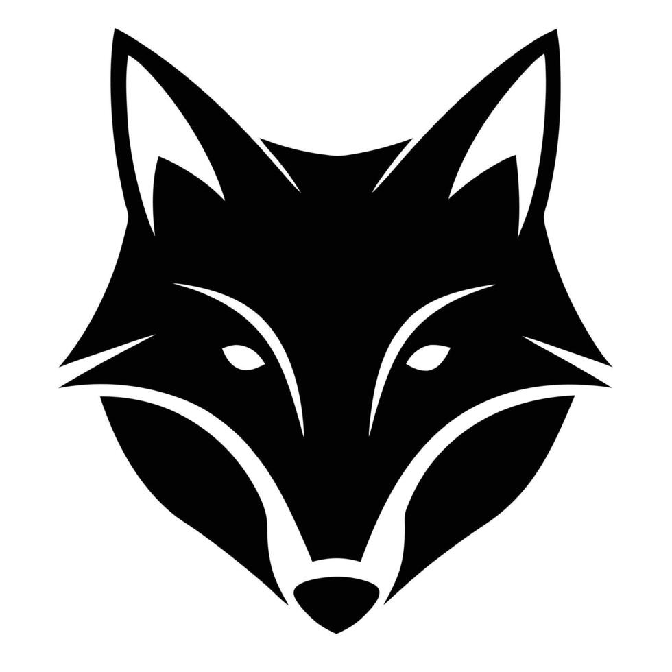 Bold black and white silhouette of a fox head with sharp angles and minimalist design vector