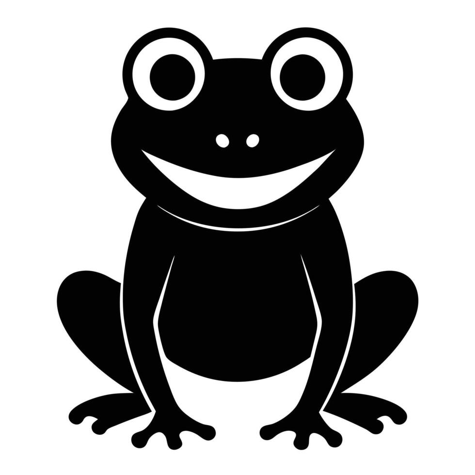 A smiling black frog silhouette in a simple cartoon style suitable for children's educational projects vector