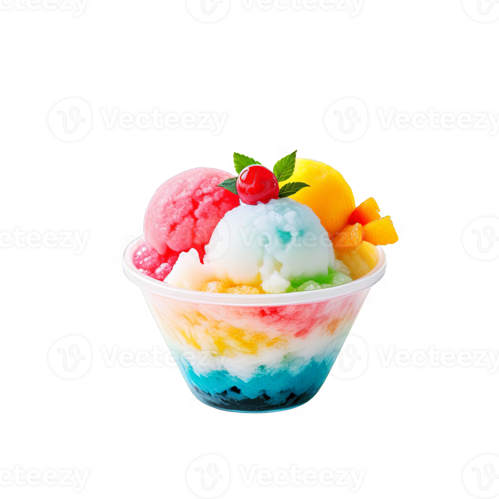 Colorful Shaved Ice Dessert Tropical Street Snack png