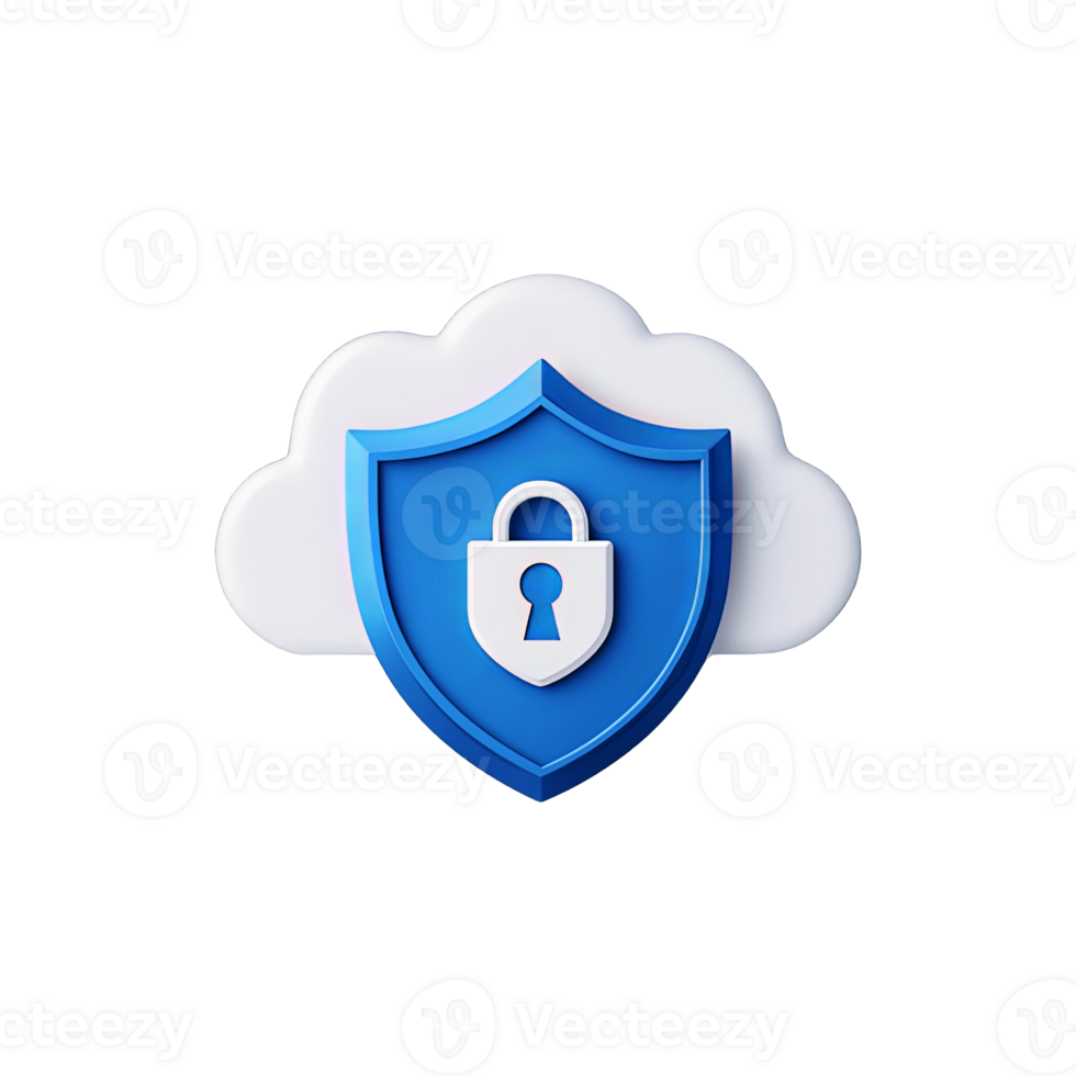 Cloud Storage Icon with Shield Data Security Theme png